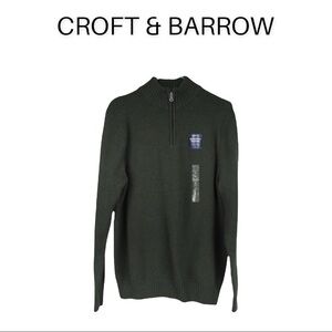 NWT Croft & Barrow L green 1/4 zip mock sweater